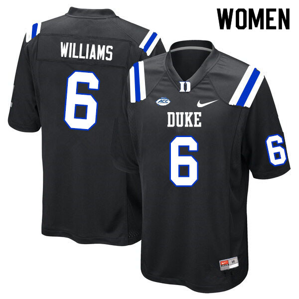 Women #6 Mason Williams Duke Blue Devils College Football Jerseys Sale-Black